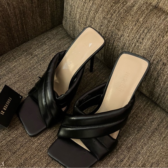 Forever 21 Shoes - Brand New- Forever 21- Faux Leather- Open Square Toe-Slip on Shoes Size 6.5